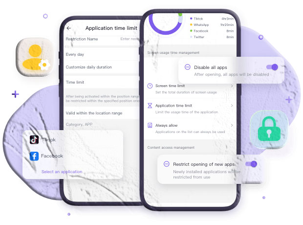 Digital dashboard displaying weekly screen time analytics categorized by application type