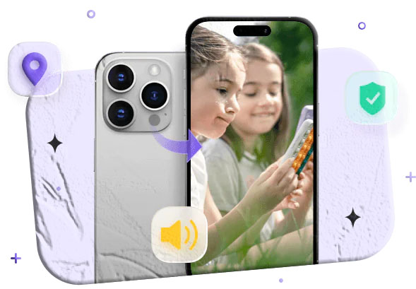 Parent and child discussing monitoring rules with parental control app visible on phone