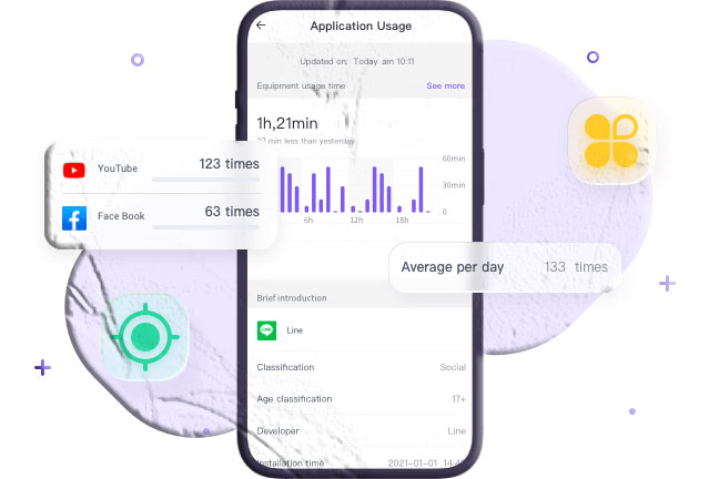 Parent setting screen time limits on a smartphone using a family app