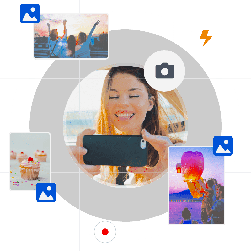 Smartphone screen showing live camera feed from child device for parental monitoring