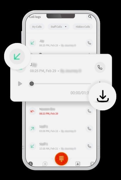 Smartphone showing a parental control notification about an incoming call and a preview of the call log entry