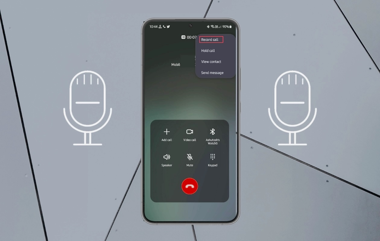 iPhone call screen showing the new recording icon