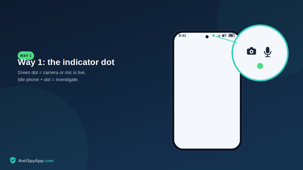Status bar indicator dot magnified over a phone