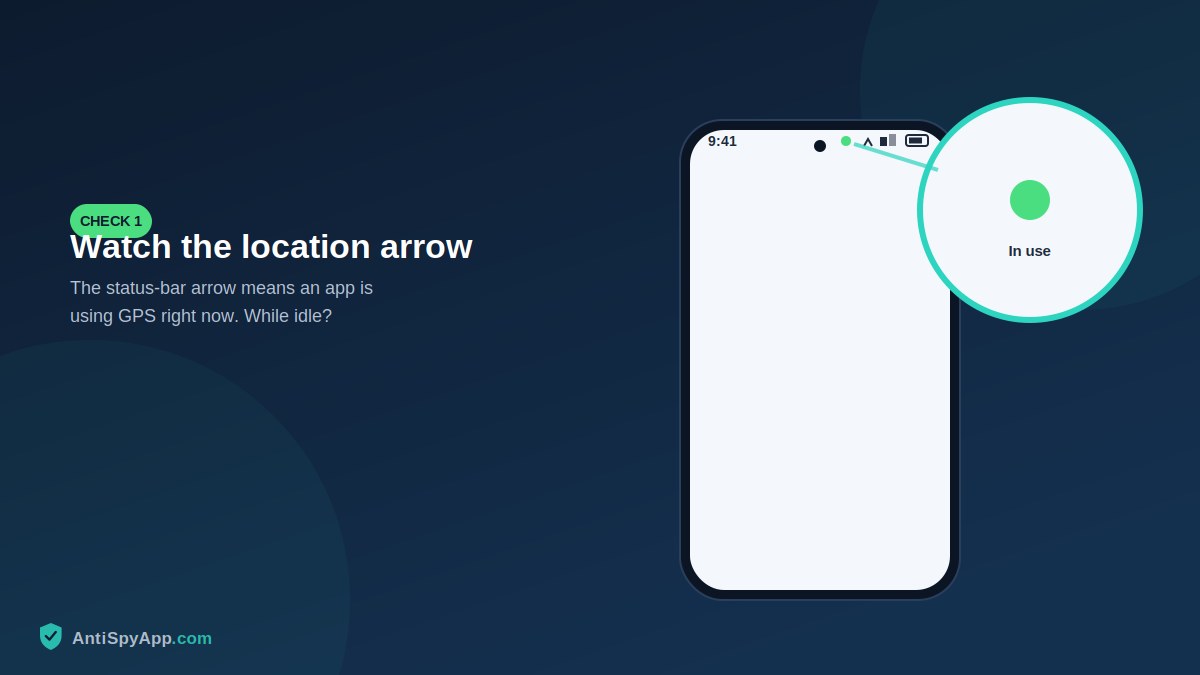 Status bar location arrow icon on a smartphone