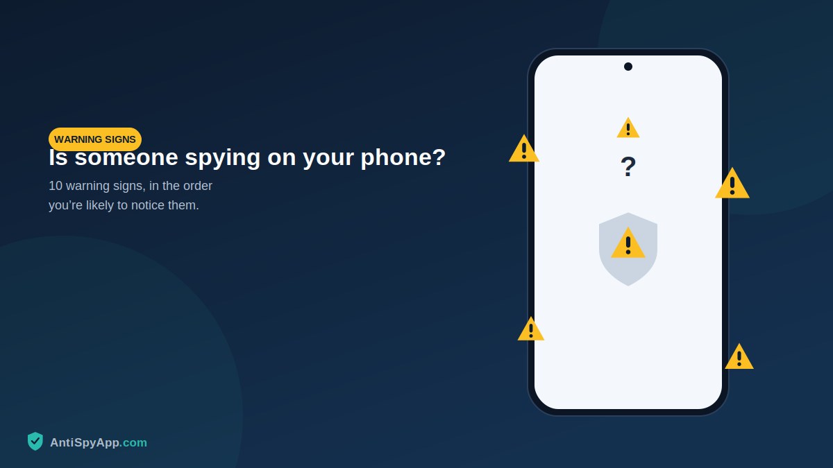 Illustration of an Android phone with warning symbols around it