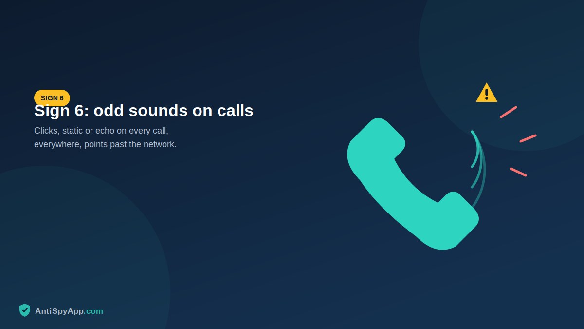 Person on a phone call with sound wave and static icons