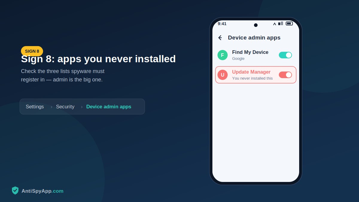 Device admin apps screen with an unfamiliar entry
