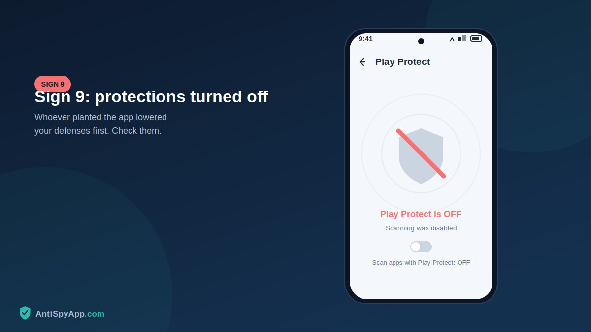 Google Play Protect screen showing scanning turned off