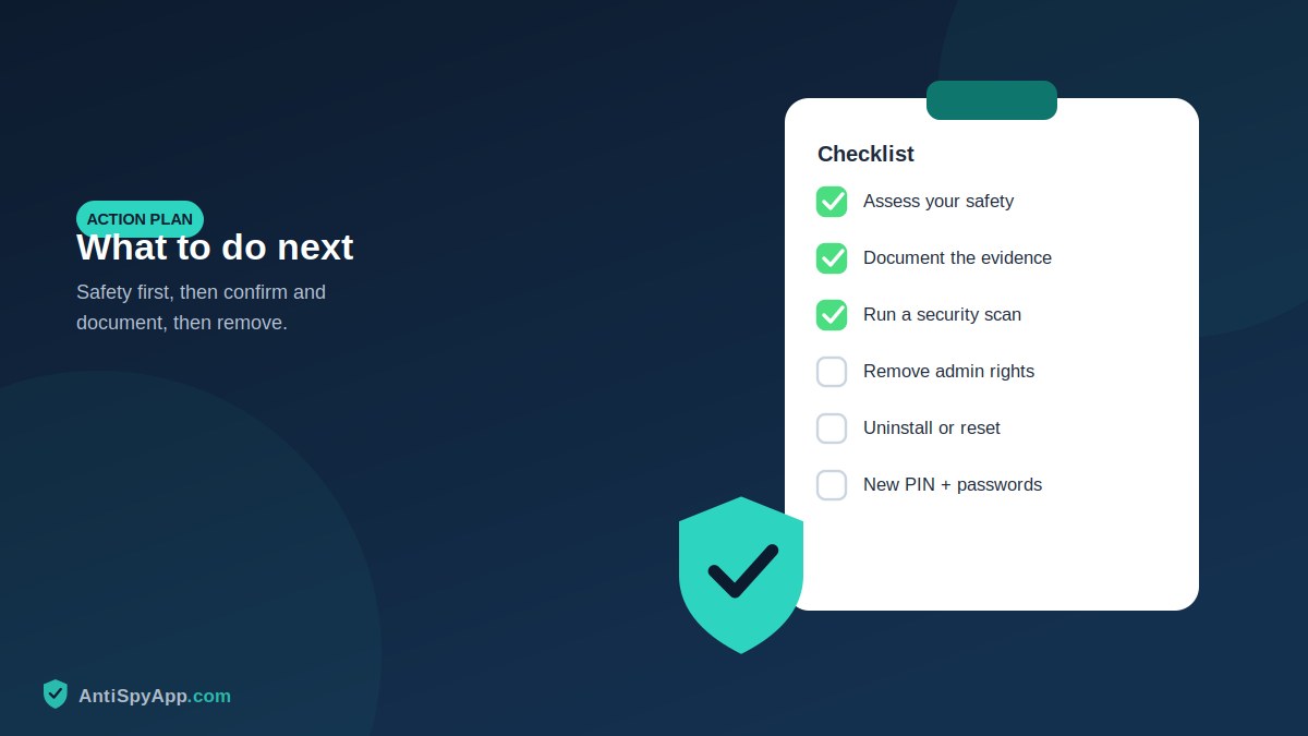 Checklist illustration with phone and shield