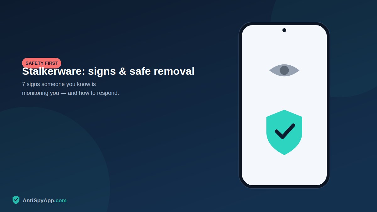 Phone with a shadowed eye watching, protective shield illustration
