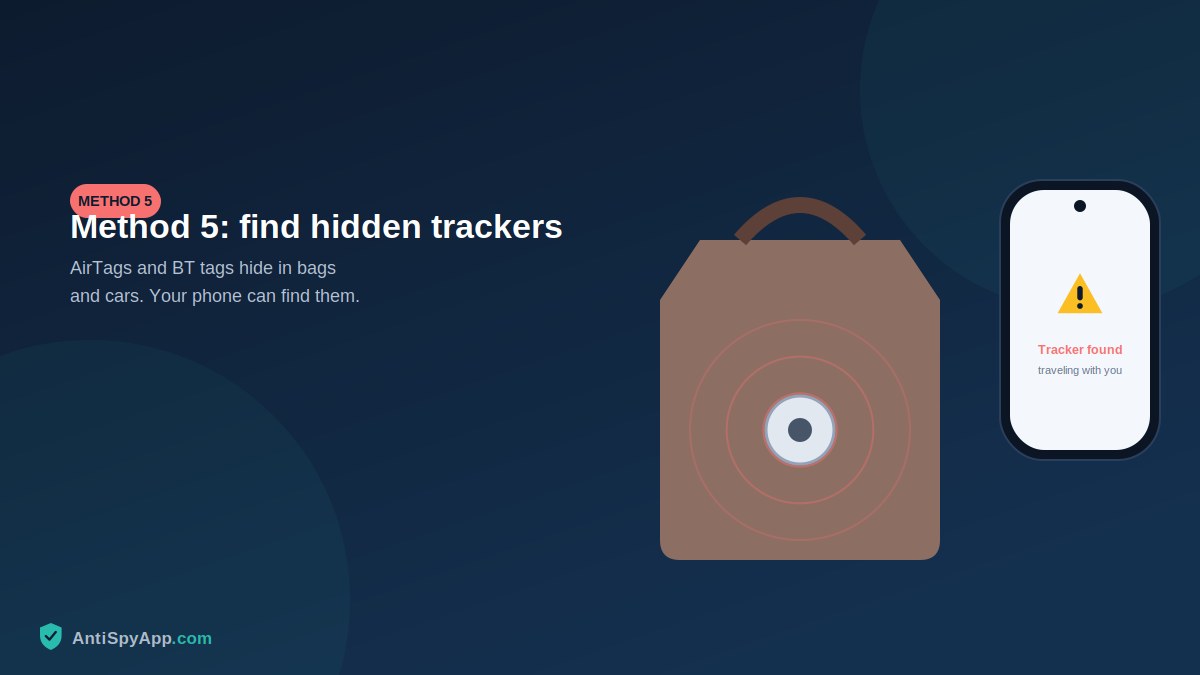 Bluetooth tracker hidden in a bag triggering a phone alert