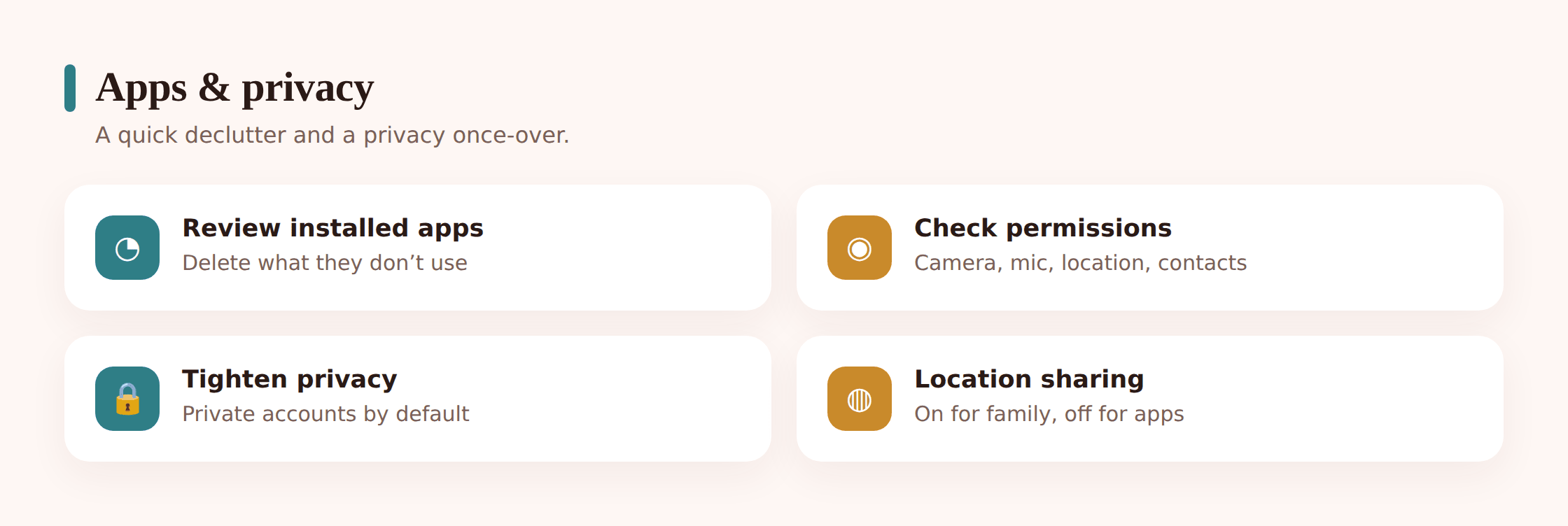 Illustration of reviewing installed apps and permissions on a phone screen