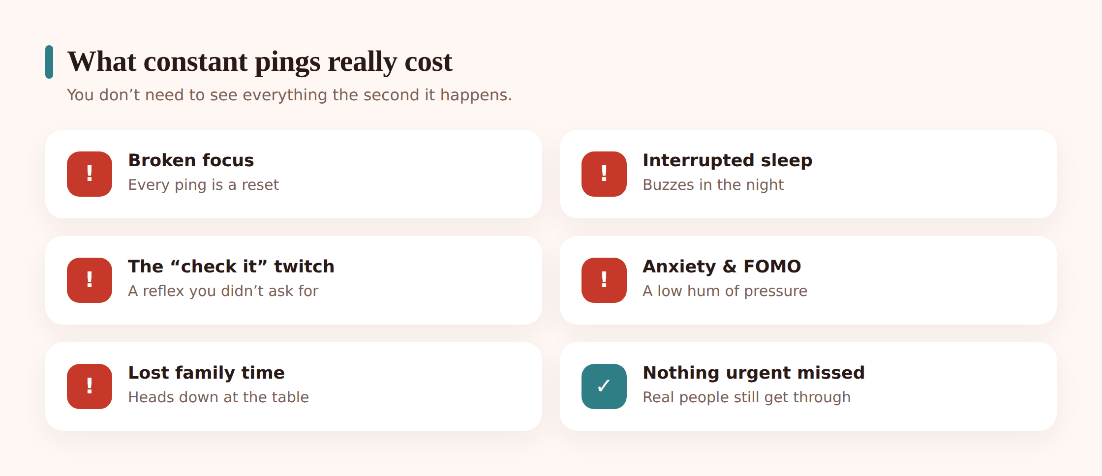 Illustration showing a train of thought breaking apart as a phone notification interrupts it