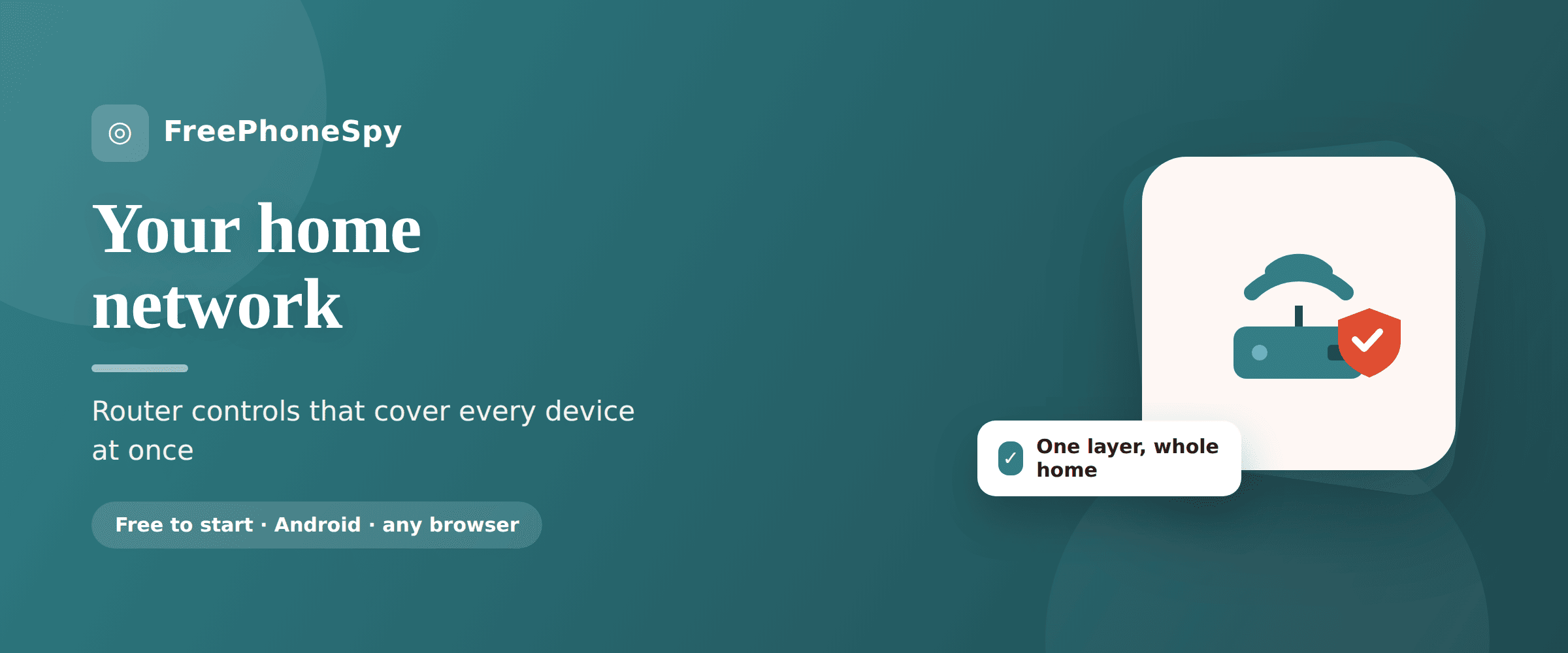 Illustration of a home router at the centre of a house, with phones, a tablet, a laptop and a games console all connected to it