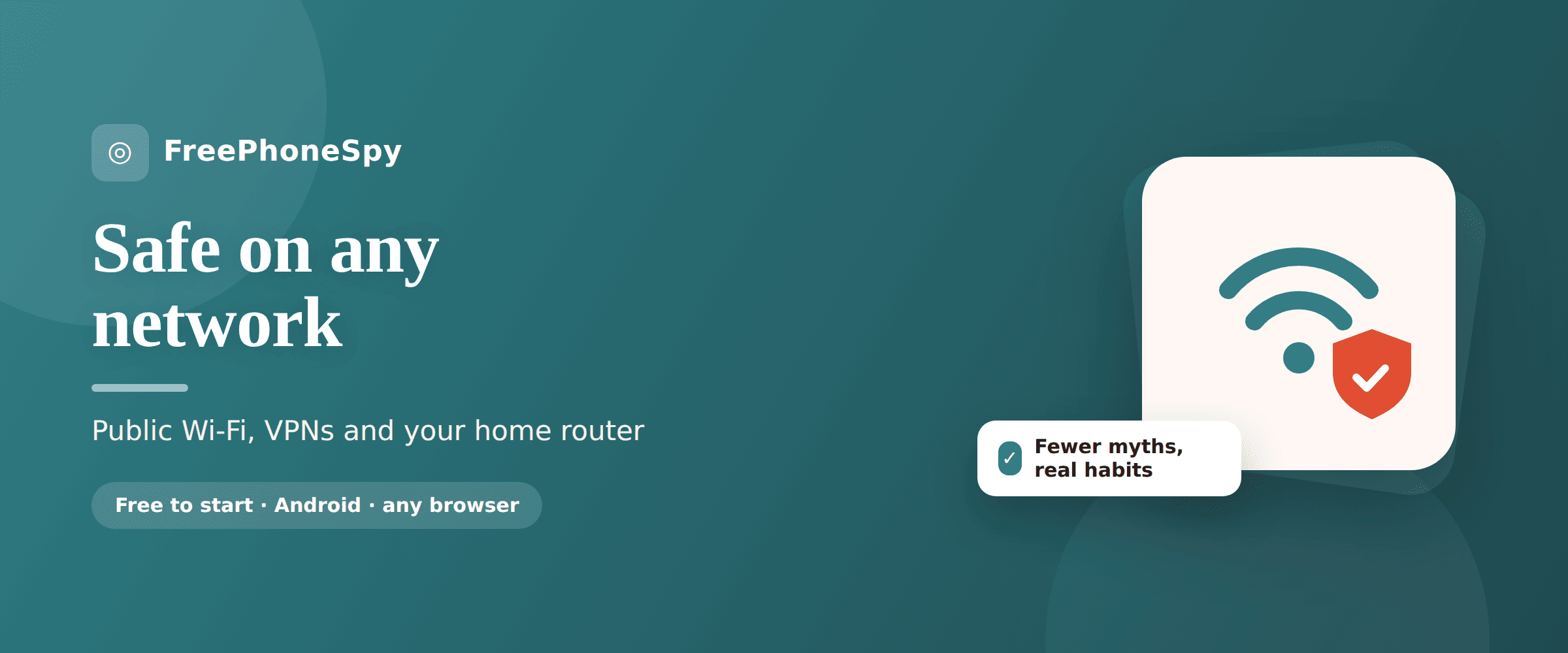 Illustration of a wifi signal wrapped by a protective shield, representing safe connections on public networks