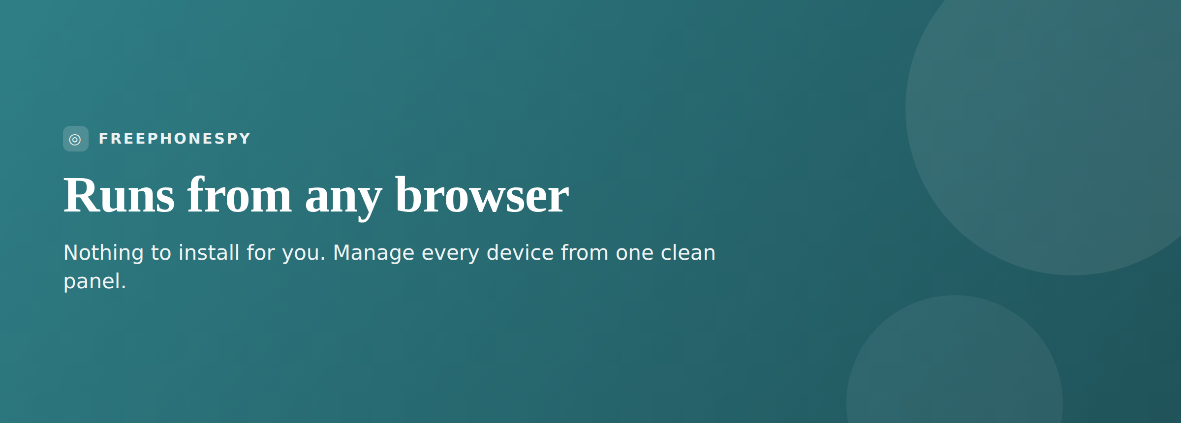 The FreePhoneSpy web panel banner, a parental control dashboard that runs in any browser