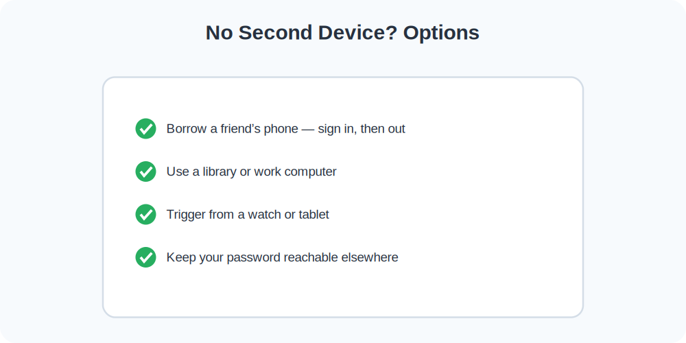 Options for ringing your phone when you have no second device