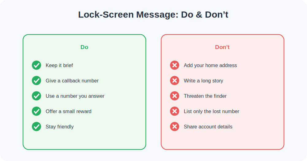 Do and don't list for writing a lock-screen message