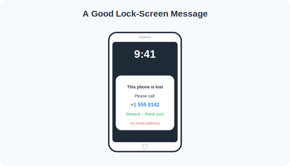 Example of a good lock-screen message with a callback number