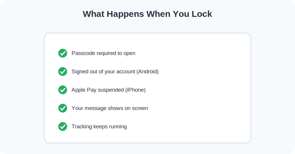 List of what a remote lock does to a phone