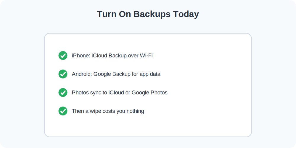 Checklist for enabling cloud backups before you might need to wipe