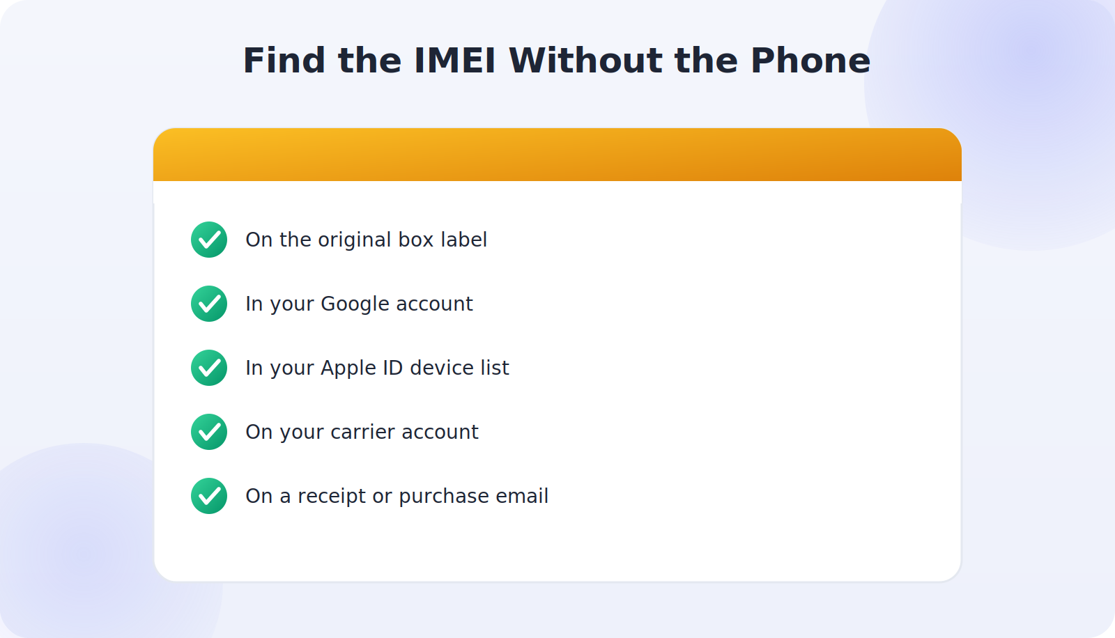 Places to find your IMEI when you don't have the phone