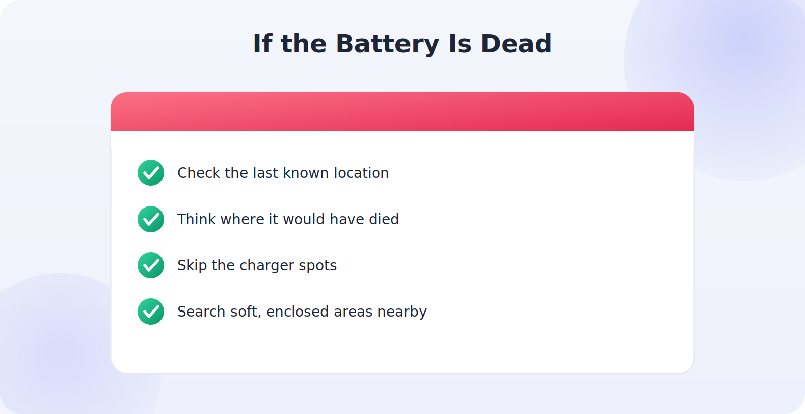 Tactics for finding a phone with a dead battery at home