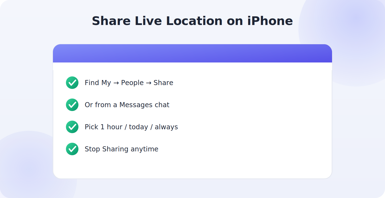 Sharing live location on iPhone through Find My and Messages with a time limit