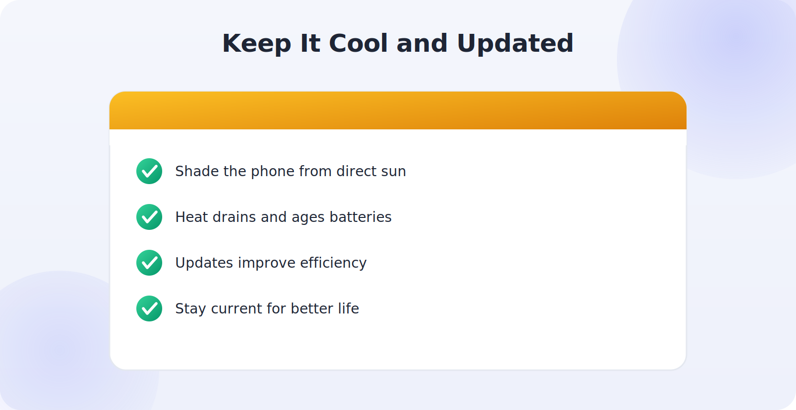 Keeping a phone cool and updated to preserve battery during GPS use