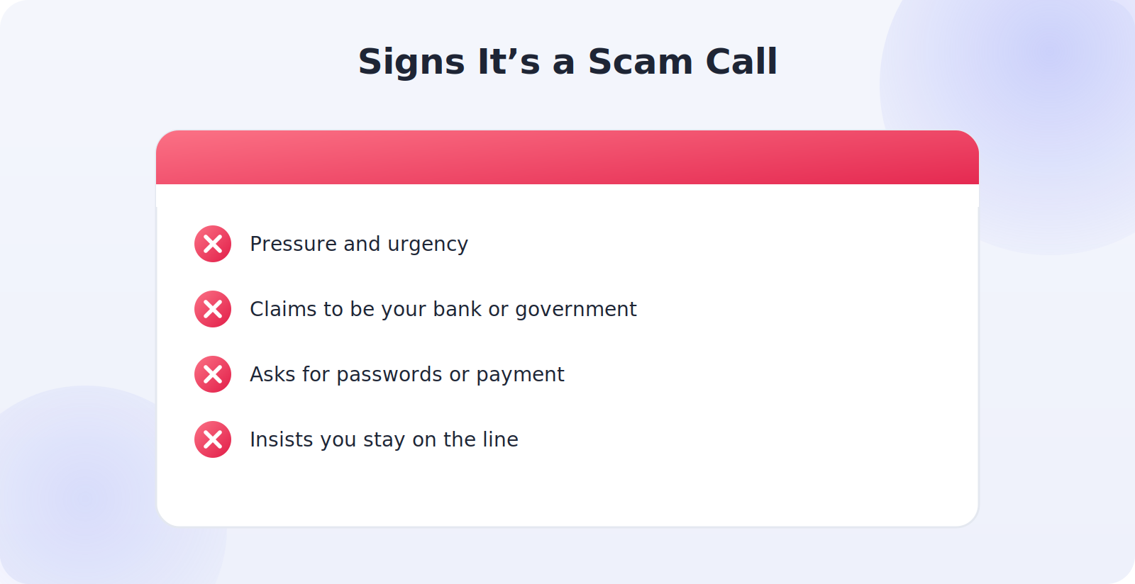 Warning signs that an unknown caller is a scammer