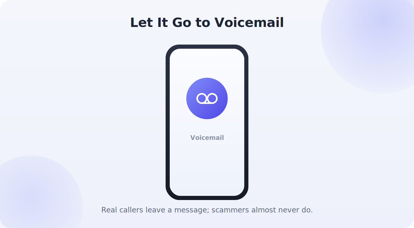 Letting an unknown call go to voicemail to identify the caller safely