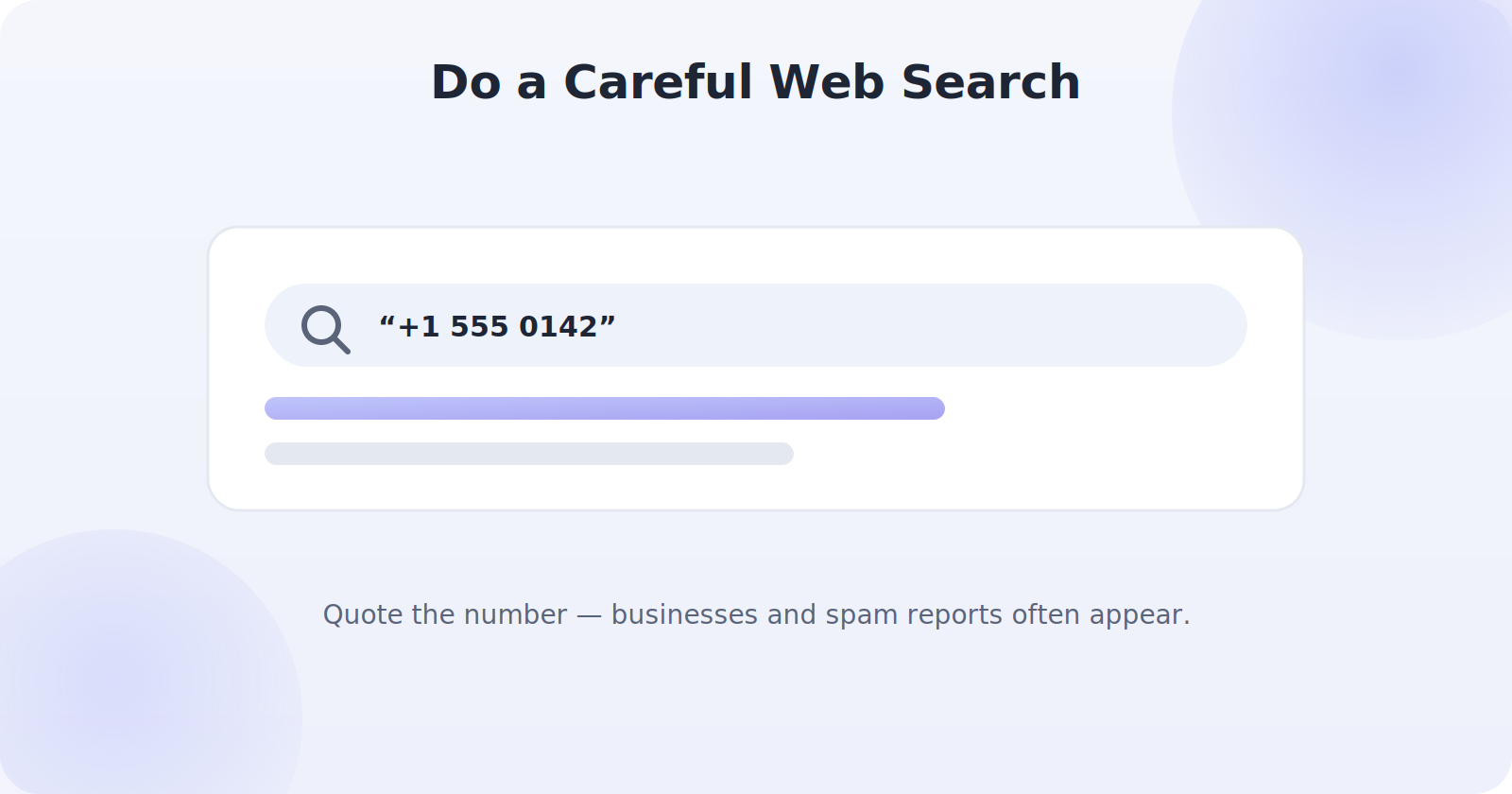 Searching an unknown phone number on the web to identify the caller
