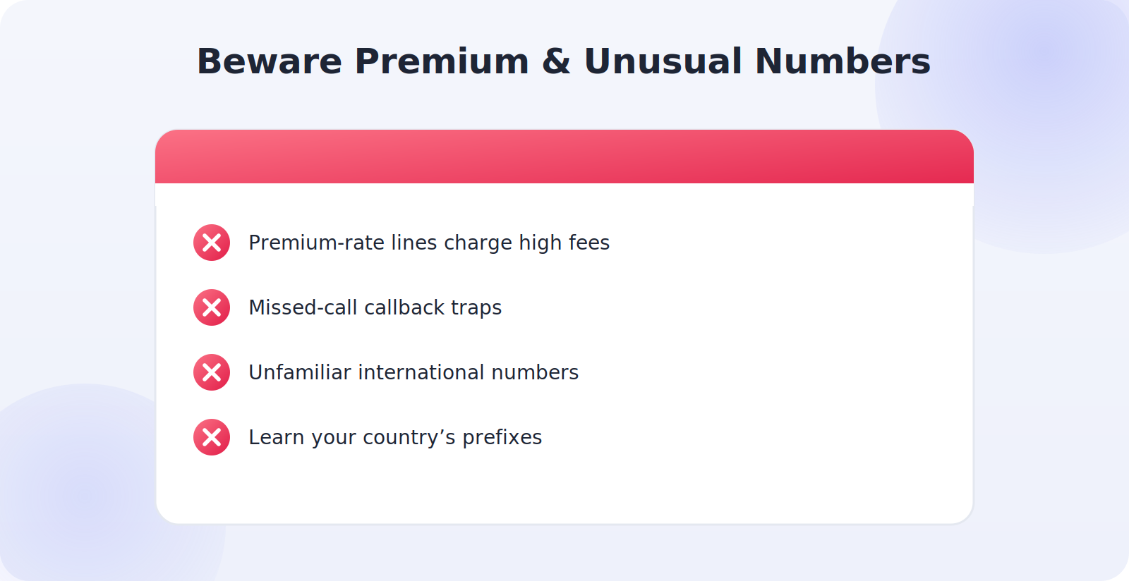 Recognizing premium-rate and unusual numbers to avoid charges