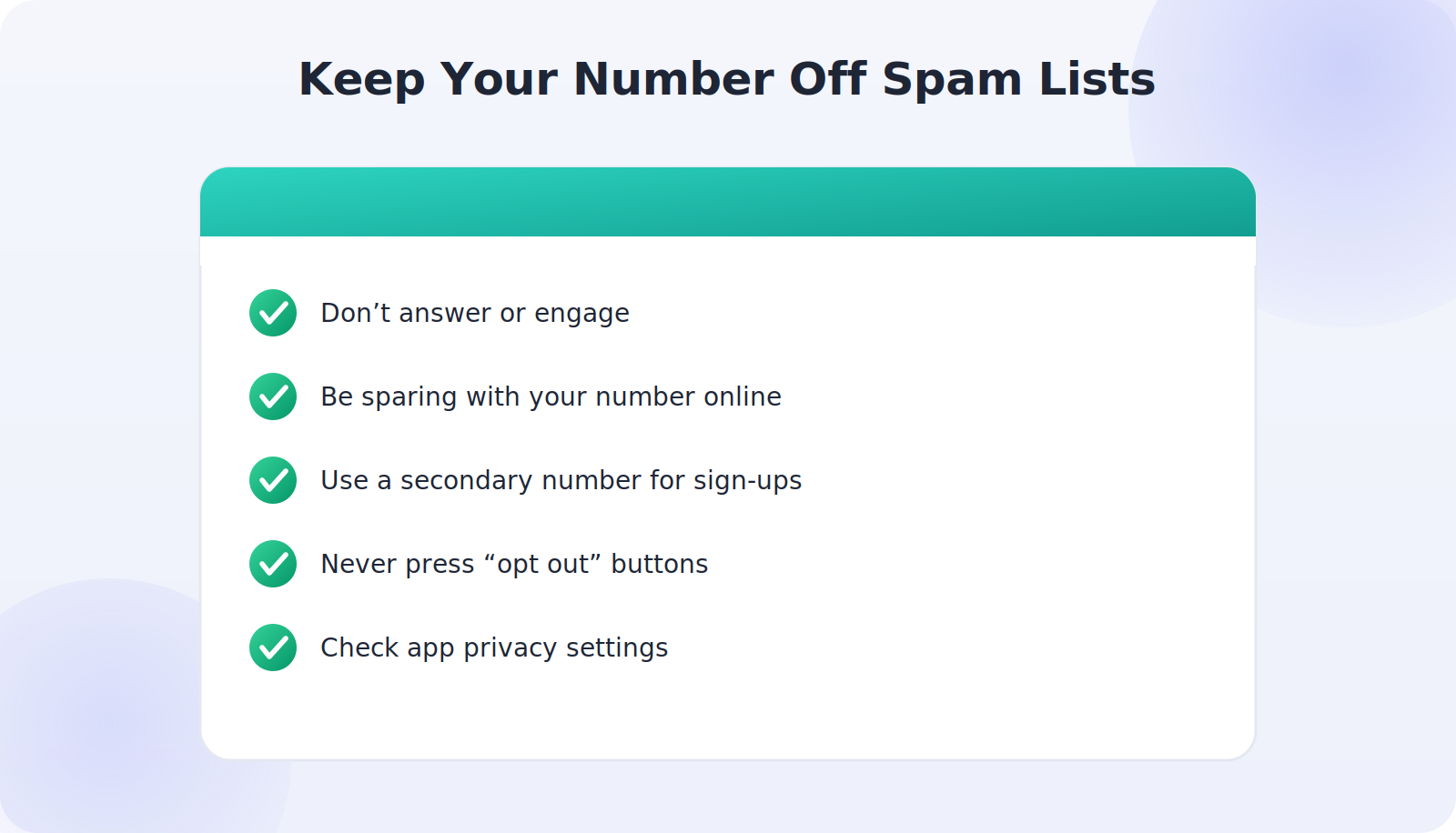 Habits that keep your phone number off spam lists