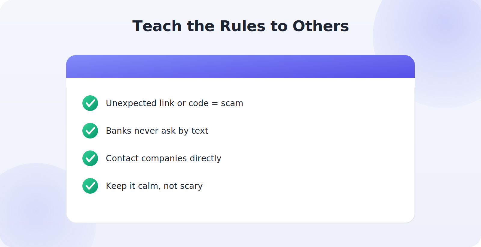 Teaching family members the rules for spotting scam texts