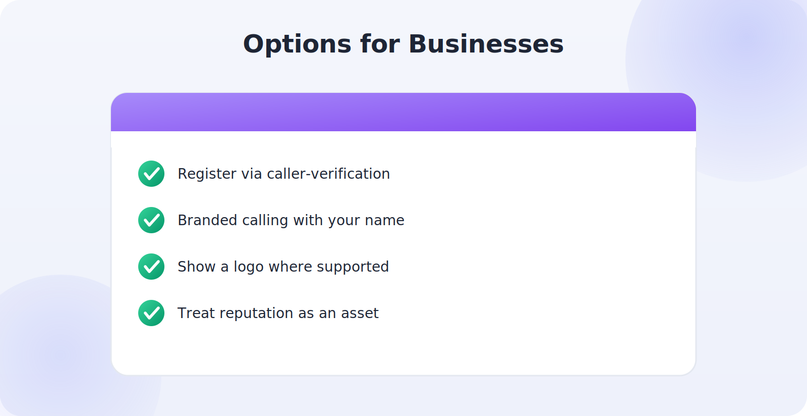 Business options like branded calling to improve caller reputation
