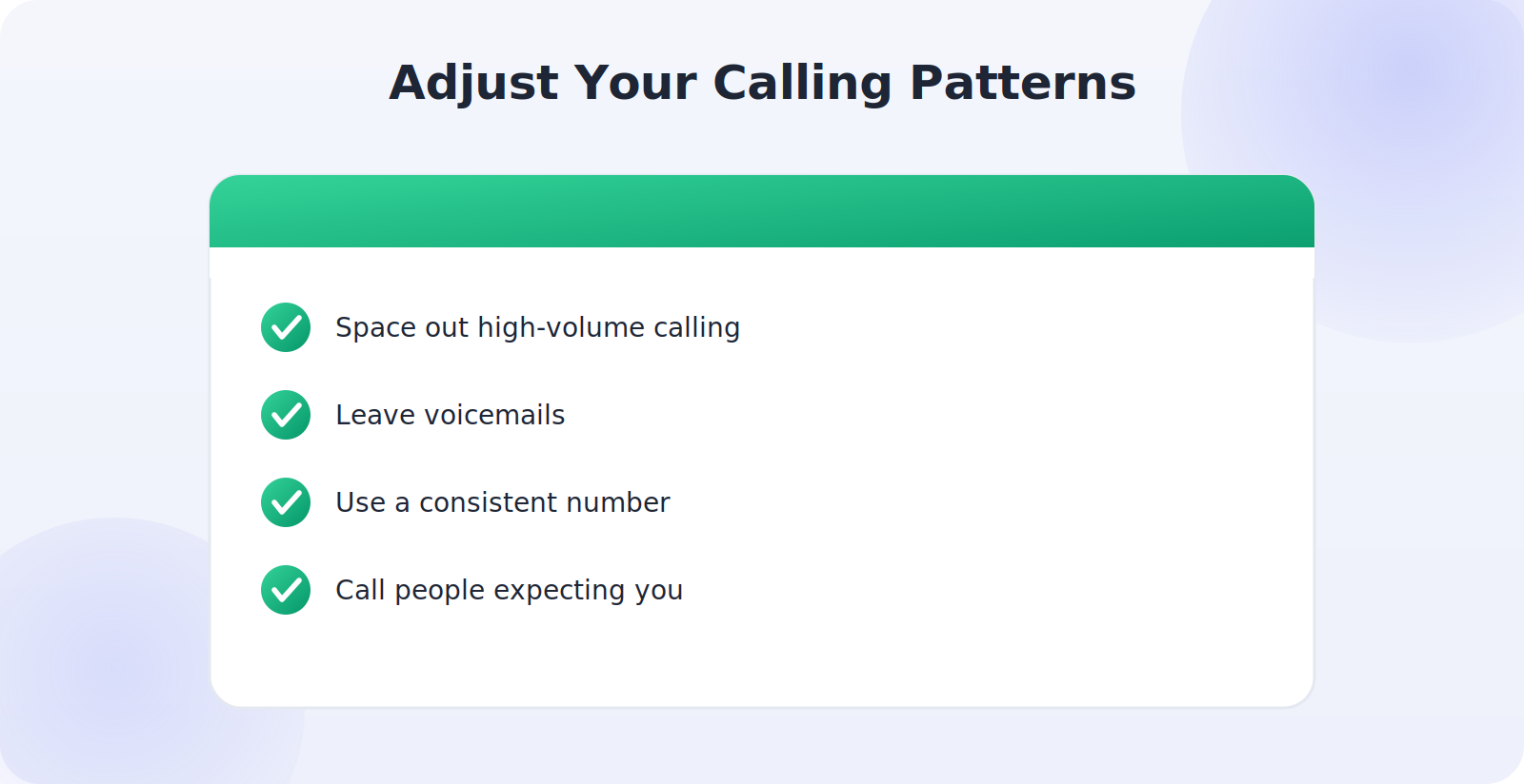 Adjusting calling patterns to avoid looking like spam