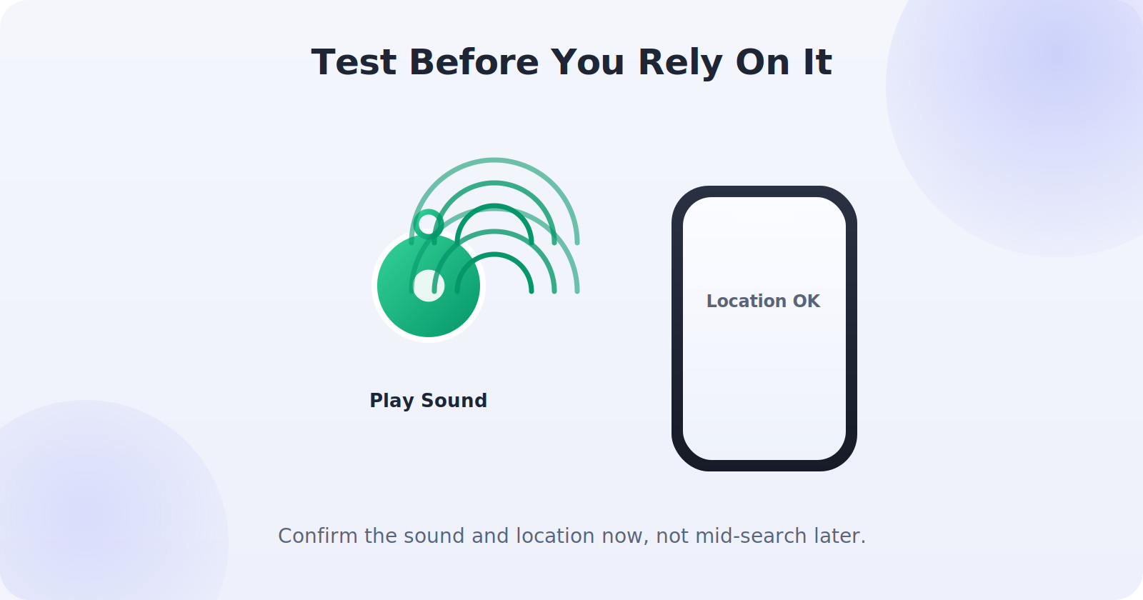 Testing a tracker by playing a sound and checking its location