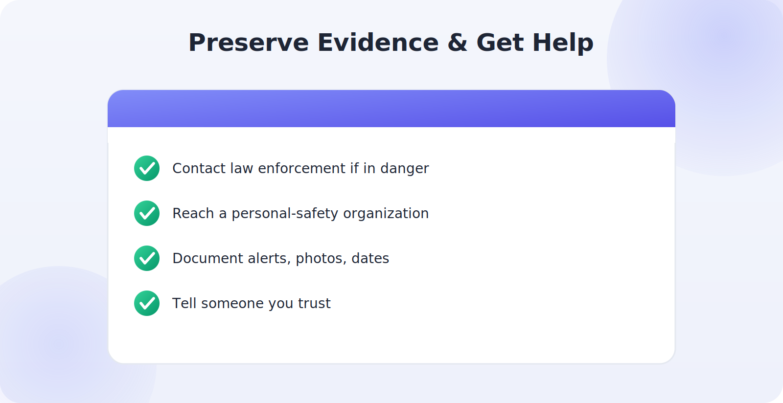 Preserving evidence and reaching out for help with unwanted tracking