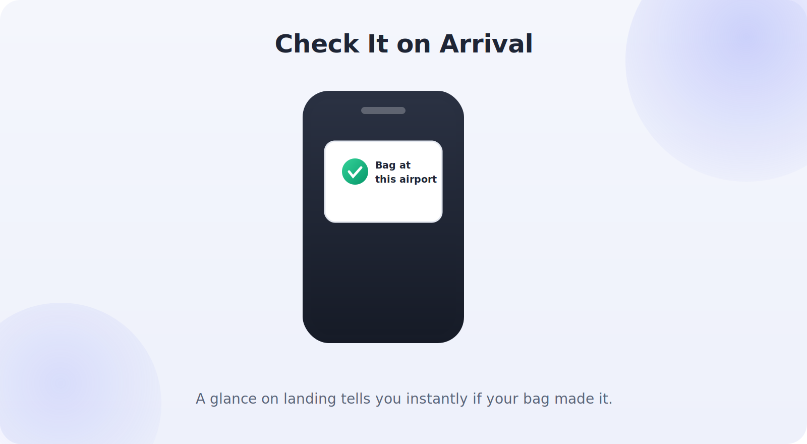 Checking a luggage tracker on arrival at the airport