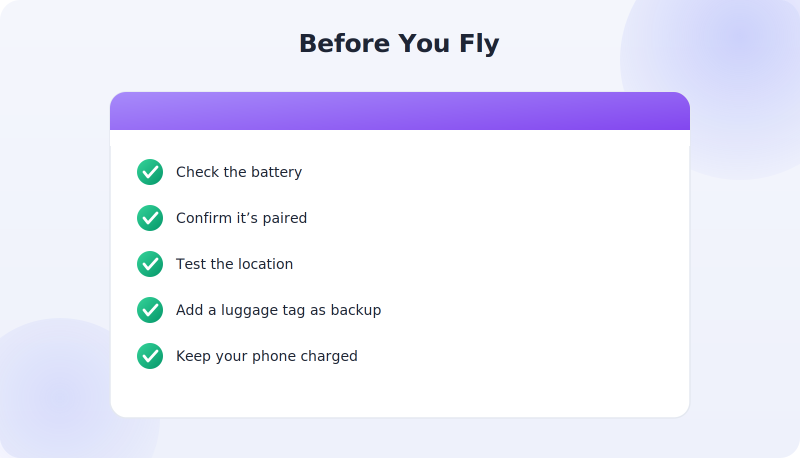 A pre-flight checklist for luggage tracking