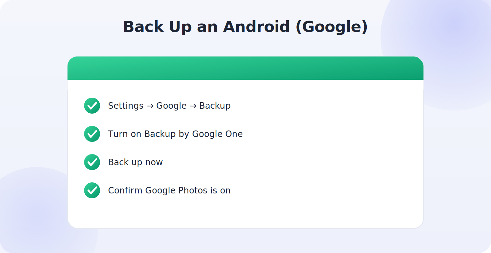 Setting up automatic Google backup on Android