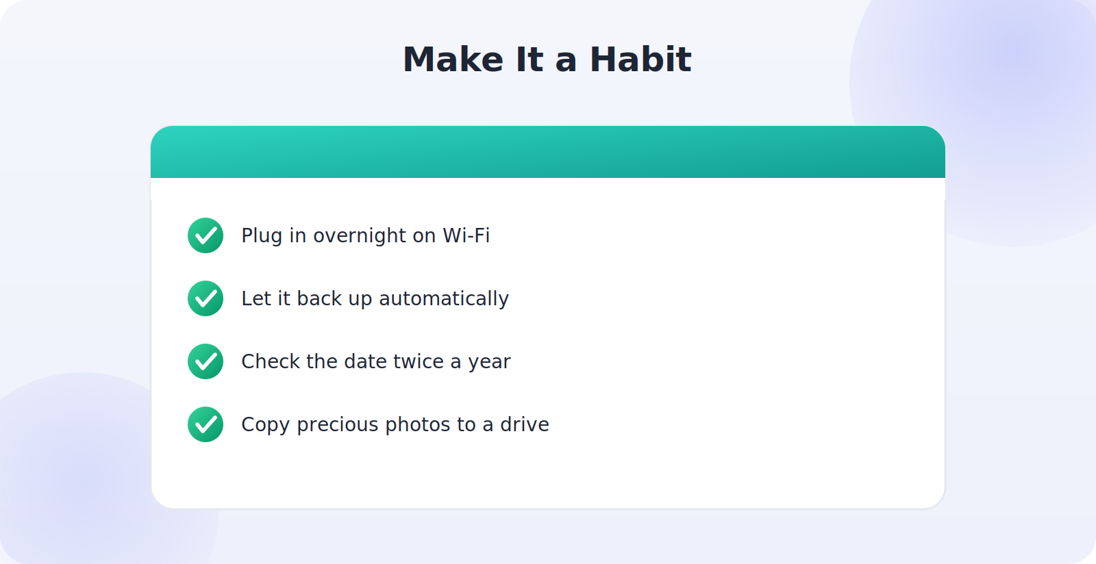 Making phone backup an automatic overnight habit