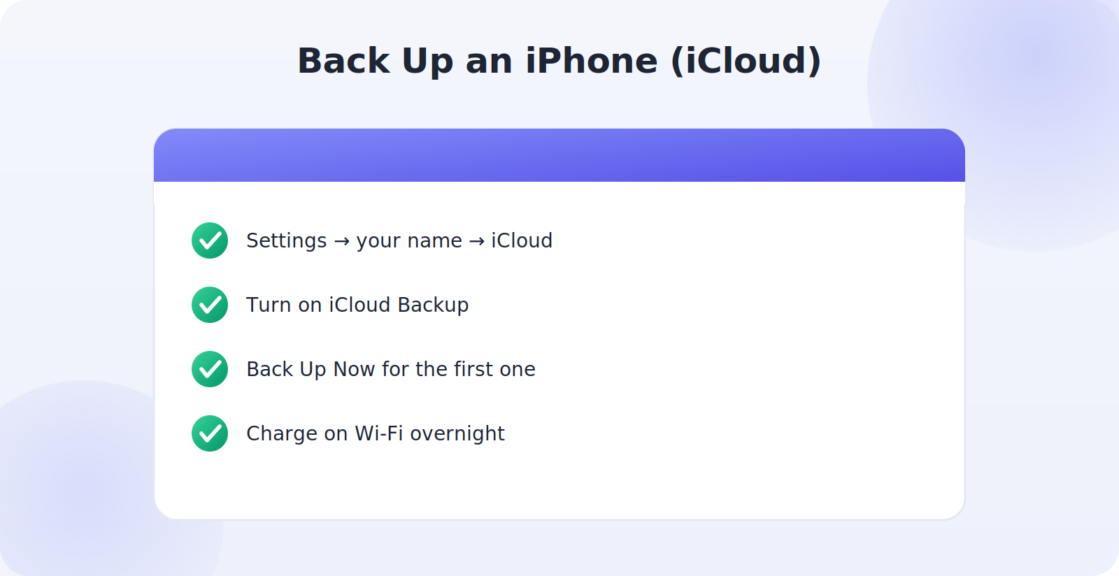 Setting up automatic iCloud backup on iPhone