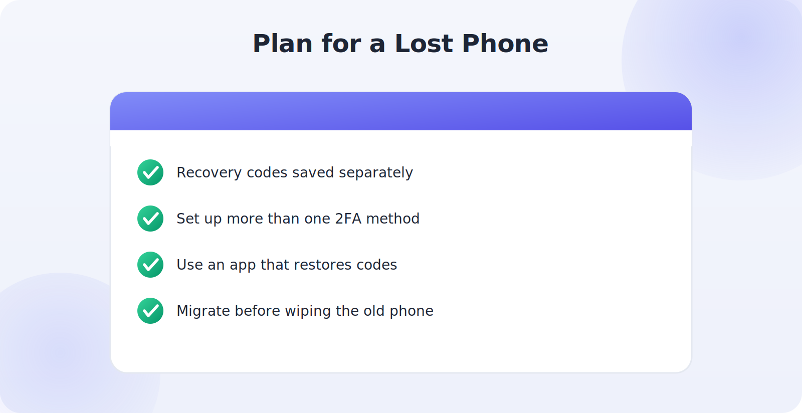 Planning ahead so losing your phone doesn't lock you out of accounts