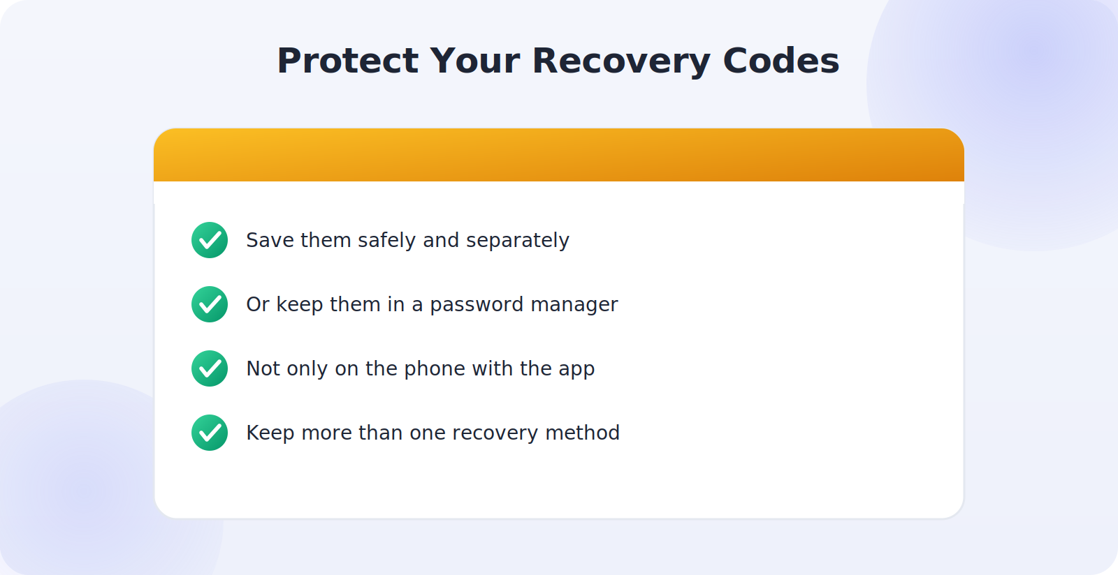 Saving two-factor recovery codes safely to avoid lockouts