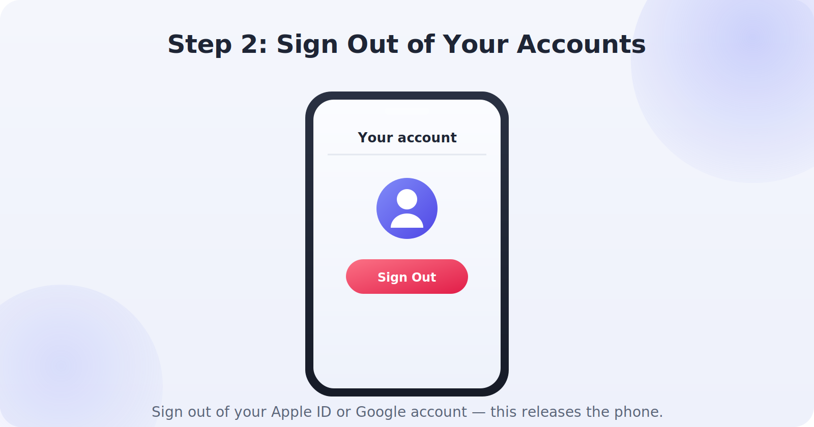 Signing out of Apple ID or Google account before wiping